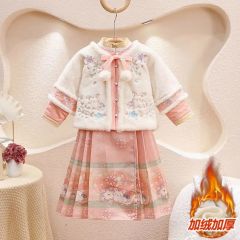 女童马面裙汉服冬季新年衣服儿童连衣裙宝宝拜年服女孩秋冬公主裙