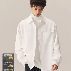CHINISM赤尘 抗皱免烫白色衬衫男外套秋季新款休闲免打理长袖衬衣