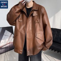 森马GENIOLAMODE皮衣外套男冬季夹棉加厚美式机车男装飞行员夹克