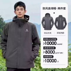 驼冲锋衣男女三合一可拆卸新款黑色外套防风防水户外进藏登山服